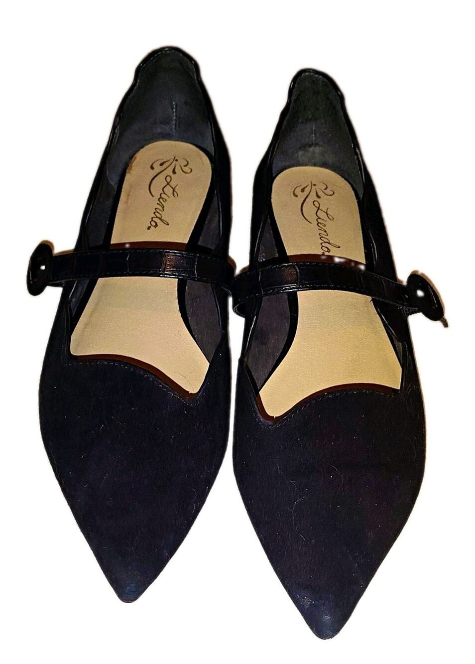 Lienda by Seychelles Black Suede Pointed Toe Mary Jane Flats 8.5 Anthropologie